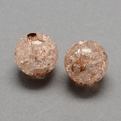 クリアクラックアクリルビーズ  ラウンド  キャメル  8mm  穴：2mm  約1890個/500g&nbsp;CACR-R008-8mm-05-1