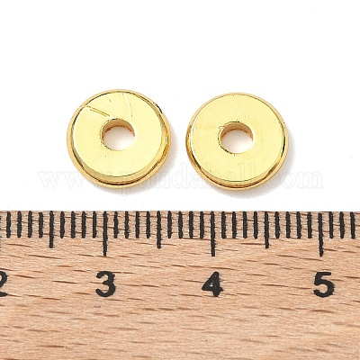 真鍮ビーズ  フラットラウンド/ dics  ラックめっき  カドミウムフリー＆鉛フリー  18KGP本金メッキ  9.8x2mm  穴：3mm&nbsp;KK-I476-31D-G-1