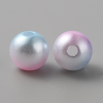 腹筋プラスチックビーズ  ツートン  ラウンド  空色  8mm  穴：2mm  1500個/ 500g&nbsp;KY-CJC0010-02B-1