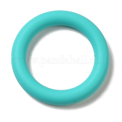シリコンビーズ  リング  ダークターコイズ  65x10mm  穴：3mm&nbsp;SIL-Z010-03F-1