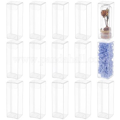 折りたたみ式ペット用梱包箱  長方形  透明  3x3x9cm&nbsp;CON-WH0099-87A-1
