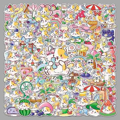 100Pcs Cat PET Stickers&nbsp;PW-WG73224-01-1