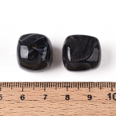 不透明なアクリルビーズ  正方形  グレー  17x16x16mm  穴：2.7mm&nbsp;X-OACR-ZX006-33N-1