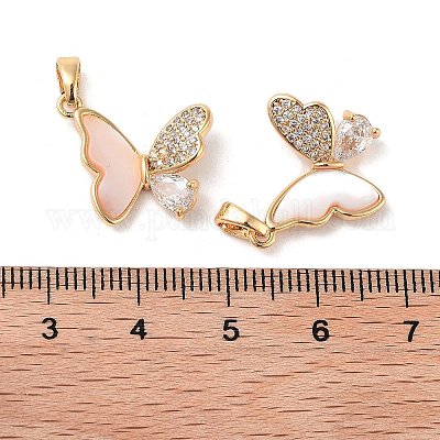 Brass Micro Pave Clear Cubic Zirconia Pendants&nbsp;KK-B102-16G-1