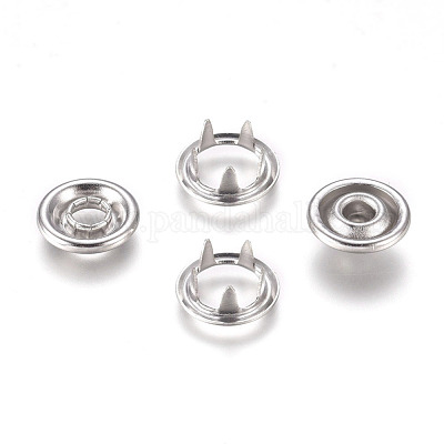 銅ボタン スナップ スタッド キャップ ソケット セット  スナップファスナー  プラチナ  9.5x2~4mm  穴：3~6mm  4個/セット&nbsp;KK-WH0033-89P-1