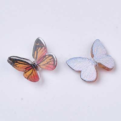 プラスチックカボション  蝶  シエナ  9x11x3mm&nbsp;X-KY-T015-17-1