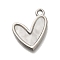 Alloy Pendants, Silver Charms, Heart, 16.5x15x1.8mm, Hole: 1.6mm