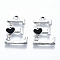 UV Plated Alloy Enamel Pendants, with Rhinestone, Letter E, Cadmium Free & Lead Free, Platinum, Black, 20x15x3mm, Hole: 1.6mm