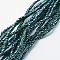 Electroplate Glass Beads Strands, Full Plated, Faceted, Rondelle, Green Plated, 2.5x1.5mm, Hole: 0.5mm, about 158~163pcs/strand, 28~29cm
