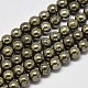 Natural Pyrite Round Beads Strands&nbsp;G-F197-10-10mm-2