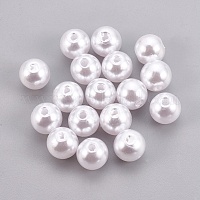 ABSプラスチックパール調ビーズ  ラウンド  ホワイト  6mm  穴：2mm&nbsp;X-KY-G009-6mm-03