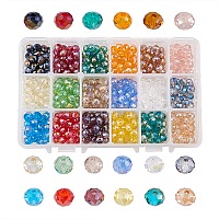 電気メッキガラスビーズ  ABカラー  多面カット  ロンデル  ミックスカラー  8x5mm  穴：1mm  30個/カラー  約540個/箱&nbsp;EGLA-PH0003-05