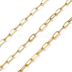 304 Stainless Steel Cable Chains, Ion Plating(IP), Soldered, with Spool, Real 18K Gold Plated, 6.5x2.5x0.5mm