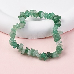 ユニセックスチップナチュラルグリーンアベンチュリンビーズストレッチブレスレット  内径：1-3/4~2インチ（4.5~5cm）