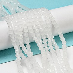 模造翡翠ガラスビーズスタンド  ファセット（32ファセット）  ラウンド  ホワイト  4mm  穴：0.7mm  約87~93個/連  32~33cm&nbsp;EGLA-A035-J4mm-D05
