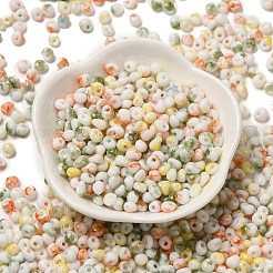 焼付塗装ガラスシードビーズ  丸い穴  ティアドロップ  カラフル  5~5.5x4~5x3~3.5mm  穴：1.2mm  約55個/10g&nbsp;X1-SEED-F006-01A-11