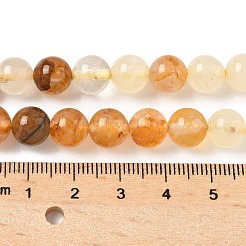 ナチュラルイエローヘマトイドクォーツビーズ連売り  ラウンド  8.5mm  穴：1.2mm  約47個/連  15.59''（39.6センチメートル）&nbsp;G-D302-01-8mm
