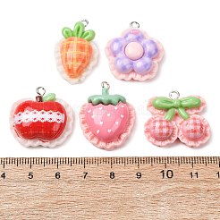 不透明樹脂ペンダント  ミックスシェイプチャーム  プラチナ鉄ループ付き  ミックスカラー  25~30x18~25x8~9mm  穴：2mm&nbsp;RESI-K053-01