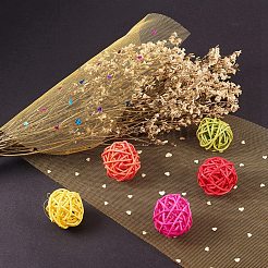 ハートキラキラスパンコールデコメッシュリボン  チュール生地  スカートを作るためのチュールロールスプールファブリック  ゴールド  6インチ（15cm）  約10ヤード/ロール（9.144メートル/ロール）&nbsp;OCOR-BC0007-12