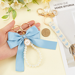 2Pcs 2 Styles Cotton & Iron & Alloy Keychain&nbsp;KEYC-CP0001-24D
