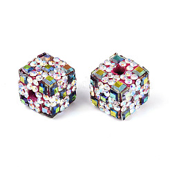 Polymer Clay Rhinestone Beads with Square Acrylic&nbsp;CLAY-T022-03H