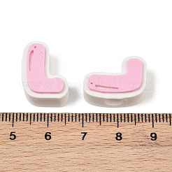 プラスチックヨーロッパビーズ  大穴ビーズ  ピンク  文字l  17.5~18x8~20x8mm  穴：4.5mm&nbsp;PL-CBA02CB-01L
