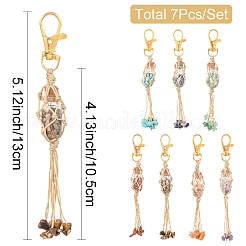 7Pcs Natural & Synthetic Gemstone Pendant Decorations&nbsp;HJEW-FS00053