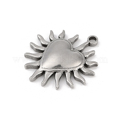 304ステンレスペンダント  ハートの太陽のチャーム  変色防止  ステンレス鋼色  27.5x24.5x4mm  穴：2mm&nbsp;STAS-D366-01K-P