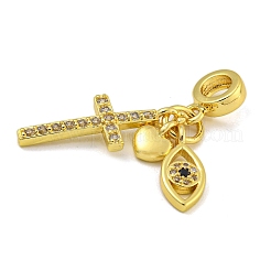 Rack Plating Brass Micro Pave Cubic Zirconia Pendants&nbsp;KK-I718-06G