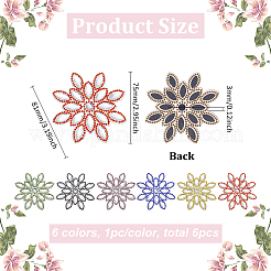 6Pcs 6 Colors Snowflake Glitter Hotfix Glass Rhinestone&nbsp;DIY-FG0007-62