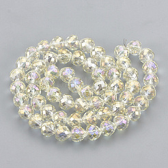 電気メッキガラスビーズセット  多面カット  ハート  淡黄色  9x10mm  穴：1.5mm  約58~60個/連  21.25~22.04インチ（54~56cm）&nbsp;EGLA-T010-01I