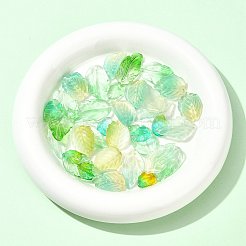 120 個 8 スタイルのガラスペンダント  葉っぱのチャームセット  ミックスカラー  13.5~30x10.5~17x3~7.5mm  穴：1.2mm  15個/スタイル&nbsp;GLAA-FS0002-45