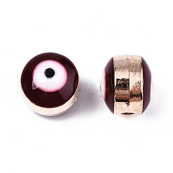 合金エナメルビーズ  ナザールボンジュウ  暗赤色  8x6~7mm  穴：1mm&nbsp;ENAM-WH0047-14L-8mm