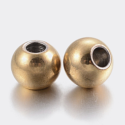 304ステンレスビーズスペーサー  ロンデル  ゴールドカラー  6x5mm  穴：2mm&nbsp;X-STAS-P197-037G-6mm