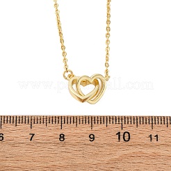 Interlocking Heart Brass Micro Pave Clear Cubic Zirconia Pendant Necklaces for Women&nbsp;NJEW-M103-01G