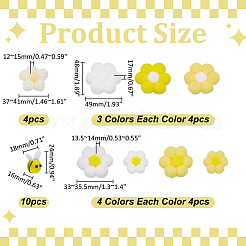 42個 9スタイル 手作りコットン編み装飾アクセサリー  DIYミシンクラフト用  花とミツバチ  ミックスカラー  33~50x12~19mm&nbsp;DIY-WR0005-08