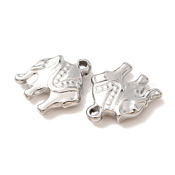 ステンレススチールチャーム201個  艶出し  動物のチャーム  象  13.5x11x3mm  穴：2mm&nbsp;SA-CBA8423-12P-D