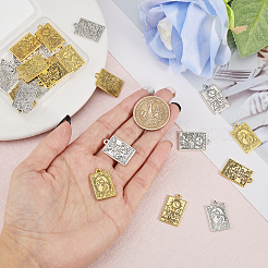 24 個 12 スタイルラックメッキ合金ペンダント  タロットチャーム  アンティークシルバー＆ゴールデン  23~23.5x14~14.5x1.5mm  穴：1.8~2mm  2個/スタイル&nbsp;FIND-CA0008-17