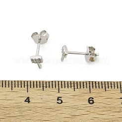 Key 925 Sterling Silver Micro Pave Clear Cubic Zirconia Stud Earrings for Women&nbsp;EJEW-K307-03B-P