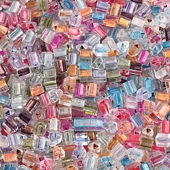 内側が透明な色のガラスシードビーズ  三角形  ミックスカラー  3.4x3.4~3.8x3.4~3.8mm  穴：1mm  約7500個/ポンド&nbsp;SEED-T007-13M