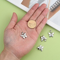 彼女のための変色しないバレンタインデーのアイデア 304 ステンレススチールペンダント  織り目加工の中心を持つ蝶  16x18x3.5mm  穴：4x6mm&nbsp;STAS-J001-02