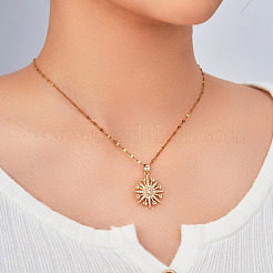 Elegant Vintage Brass Pave Clear Cubic Zirconia Heart Snowflake Romantic Pendant Necklaces for Women&nbsp;CV7091-2