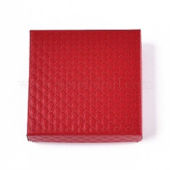 厚紙のジュエリーボックス  ペンダント＆イヤリング＆リング  内部のスポンジ  正方形  レッド  8.8x8.8x2.8cm&nbsp;CBOX-N012-25-01A