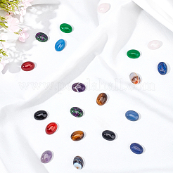Oval Natural Black Agate(Dyed & Heated) Cabochons&nbsp;G-PH0001-29