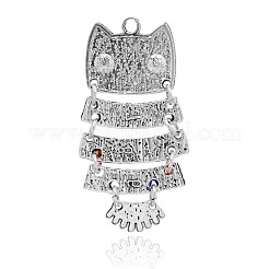 Antique Silver Alloy Enamel Owl Pendants&nbsp;ENAM-J031-10AS