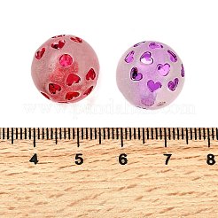 スプレー塗装透明アクリルビーズ  ハート柄の丸  艶消し  ミックスカラー  15.5mm  穴：3mm&nbsp;OACR-H054-01