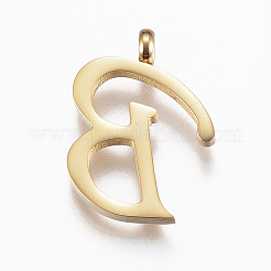 304ステンレスペンダント  頭文字  文字.b  ゴールドカラー  18x13x2mm  穴：2mm&nbsp;X-STAS-F129-B-G