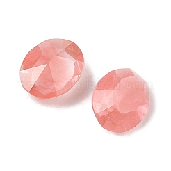 桜クォーツガラスカボション  オーバル  多面カット  10x8x4mm&nbsp;G-C146-02F