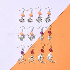 Halloween Theme Alloy & Imitation Jade Acrylic Dangle Earrings&nbsp;EJEW-FS00004