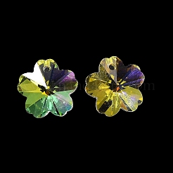 ガラスチャーム  花  ABカラー  多面カット  クリアAB  13x13.5x7.5mm  穴：1.2mm&nbsp;LS-GLAA-I057-11A